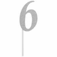Creative Converting 335046 Number 6 Silver Glitter Cake Topper
