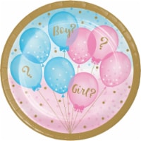 Creative Converting 336065 Gender Reveal Balloons Dessert Plates, 8 Count