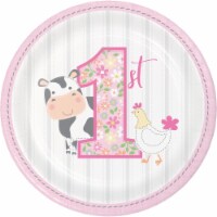Creative Converting 339863 Farmhouse 1st Birthday Girl Dessert Plates, 8 Count
