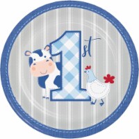 Creative Converting 339868 Farmhouse 1st Birthday Boy Dessert Plates, 8 Count