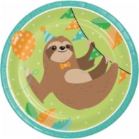 Creative Converting 343824 9 in. Sloth Party Plastic Disposable Dinner Plate, Green - 8 Count