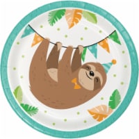 Creative Converting 343828 7 in. Sloth Party Dessert Plates - Case of 12 - 8 Count