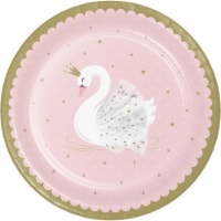Creative Converting 343834 9 in. Swan Paper Disposable Dinner Plate, Pink - 8 Count - Case of