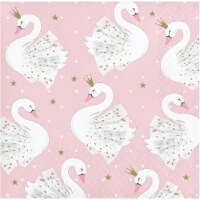 Creative Converting 343835 5 in. Swan Disposable Paper Napkin, Pink - Case of 12 - 16 Count
