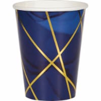Creative Converting 343965 12 oz Navy Blue & Gold Foil Paper Cup, 8 Count - Case of 12