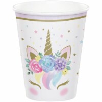 Creative Converting 343968 9 oz Unicorn Baby Shower Paper Cup, 8 Count - Case of 12