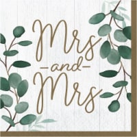 Creative Converting 346147 6.5 x 6.5 in. Eucalyptus Mrs. & Mrs. Luncheon 1 by 4 Fold 2-Ply Ti