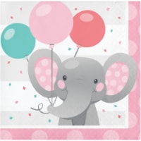 Creative Converting 346219 5 x 5 in. Enchanting Elephants Girl Beverage 1 by 4 Fold 2-Ply Tis