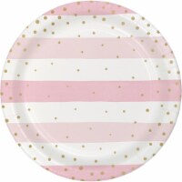 Creative Converting 346282 9 in. Foil Celebration Dinner Plates, Pink & Gold - 96 Count