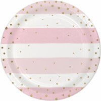 Creative Converting 346284 7 in. Foil Celebration Dessert Plates, Pink & Gold - 96 Count