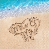 Creative Converting 346655 6.5 x 6.5 in. Beach Love Mrs. & Mrs. Luncheon 1 by 4 Fold 2-Ply Ti