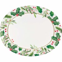 Party Creations Traditional Holly Oval Platter Disposable Plates Perspective: Main