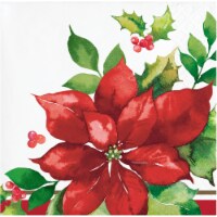 CC Paper Art Perfect Poinsettia Beverage Napkins - 16 Pack Perspective: Main