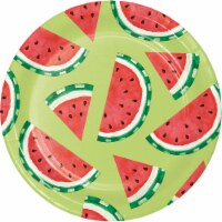 Party Creations Summer Outdoor Paper Dessert Plates - Watermelon Stripes Perspective: Main