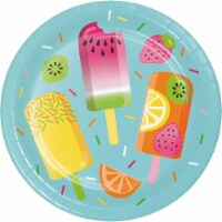 Party Creations Summer Outdoor Paper Dessert Plates - Popsicle Fun