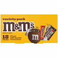 M&M'S Milk Chocolate Peanut & Peanut Butter Summer Candy Variety Assortment Box Perspective: Main