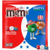 M&M'S Peanut Butter Red White & Blue Chocolate Summer Candy Party Size Bag Perspective: Main