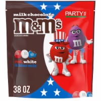 M&M'S Milk Chocolate Red White & Blue Summer Candy Party Size Bag Perspective: Main