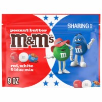 M&M'S Peanut Butter Chocolate Red White & Blue Summer Candy Sharing Size Bag Perspective: Main