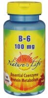 Nature's Life Vitamin B-6 Tablets 100 mg Perspective: front
