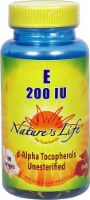 Nature's Life Vitamin E d-Alpha Tocopherols Unesterified Softgels Perspective: Main