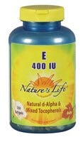 Nature's Life Vitamin E d-Alpha And Mixed Tocopherols 250 Softgels 400 IU