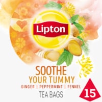 Lipton® Soothe Your Tummy Ginger Peppermint & Fennel Caffeine Free Herbal Supplement Tea Bags Perspective: Main