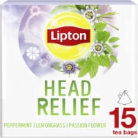 Lipton® Head Relief Peppermint Lemongrass Passion Flower Caffeine Free Herbal Tea Bags 15 Count