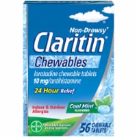 Claritin Non-Drowsy 24 Hour Allergy Relief Loratadine Cool Mint Chewable Tablets 10mg Perspective: Main