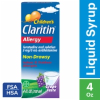 Children's Claritin 24 Hour Non-Drowsy Allergy Relief Grape Syrup Loratadine 5mg