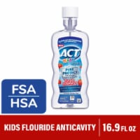 ACT Kids Pure Protect Anticavity Fluoride Mouthwash, No Dyes or Alcohol, Strawberry Perspective: Main
