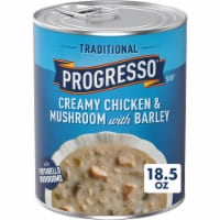 Progresso Traditional Creamy Chicken & Mushroom With Barley Soup Perspective: Main