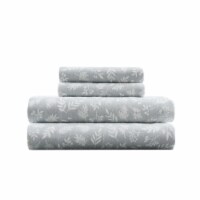 HD Designs Leaves Flannel Sheet Set - White/Gray Perspective: Main
