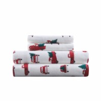 HD Designs Truck with Tree Flannel Sheet Set - White/Red/Green Perspective: Main