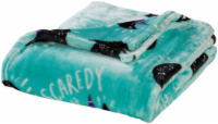 HD Designs® Holiday Scaredy-Cat Throw Blanket - Teal/Black/White Perspective: Main