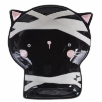 Holiday Home All Hallows Mummy Kitten Tidbit Plate - Black Perspective: Main