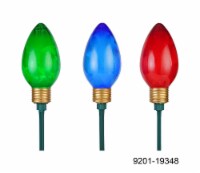 Holiday Home Red Green Blue 3 Bulb Pathway Markers Christmas Lights Perspective: Main