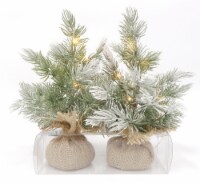 Holiday Home BO LED Burlap Flocked Mini Christmas Trees Perspective: Main