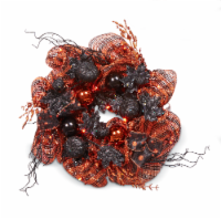 Holiday Home® Halloween Ribbon Wreath - Orange/Black Perspective: Main