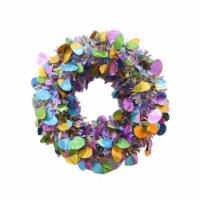 Holiday Home Tinsel Wreath with Multi-Colored Eggs Perspective: Main
