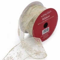Holiday Home Gold Glitter Ribbon - 1 Count Perspective: Main