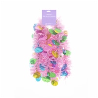 Holiday Home Holographic Eggs Pink Tinsel Garland Perspective: Main