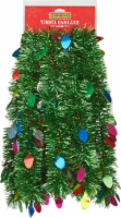 Holiday Home Tinsel Garland with Holiday Lights - Green Perspective: Main