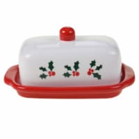 Holiday Home Home for Christimas Holly Butter Dish Perspective: Main