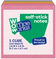 Office Works Self Stick Note Cube - 400 Pack - Assorted