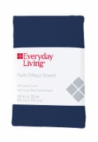 Everyday Living® Cotton/Polyester 200 Thread Count Fitted Sheet - Estate Blue Perspective: Main