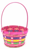 Holiday Home Wide Weave Bamboo Basket - Pink Perspective: Main