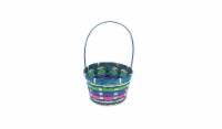 Holiday Home Wide Weave Bamboo Basket - Blue Perspective: Main