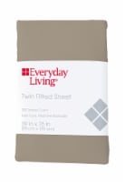 Everyday Living Cotton/Polyester 200 Thread Count Fitted Sheet - Cobblestone Perspective: Main