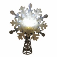 Holiday Home 11.5 In LED Sliver & White Glitter Snowflake Tree Topper Perspective: Main